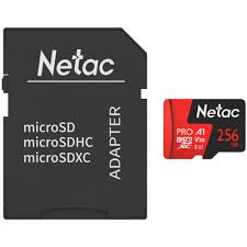 картинка Карта памяти MicroSD 256GB Class 10 U1 Netac NT02P500PRO-256G-R с адаптером от интернет-магазина itsklad.kz