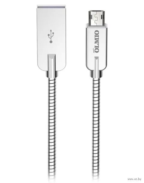 картинка Кабель Olmio Steely, USB 2.0 - microUSB, 1.2м, 2.1A, серый от интернет-магазина itsklad.kz