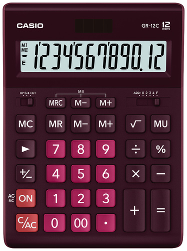 картинка Калькулятор настольный CASIO GR-12C-WR-W-EP бордовый от интернет-магазина itsklad.kz