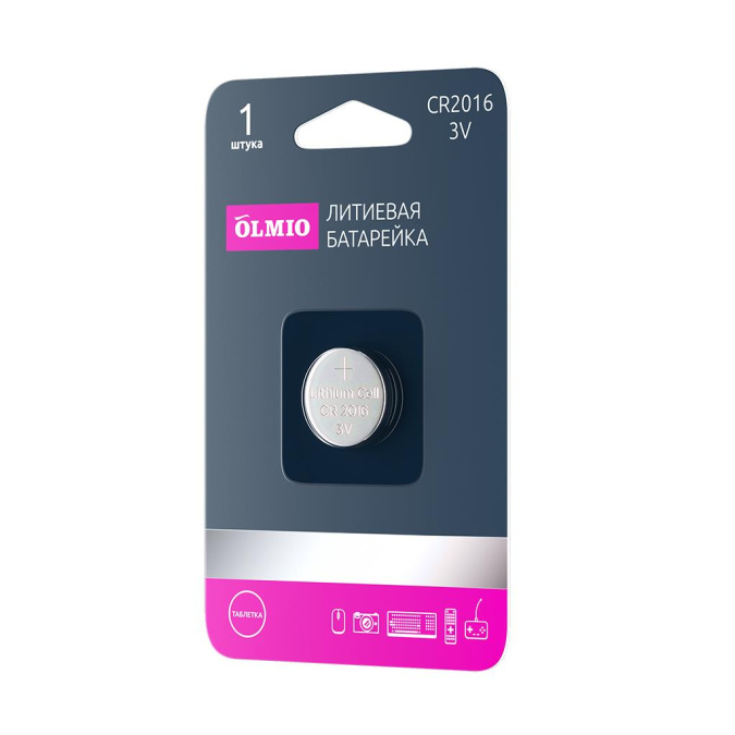 картинка Элемент питания Olmio CR2016 - 1 штука в блистере от интернет-магазина itsklad.kz