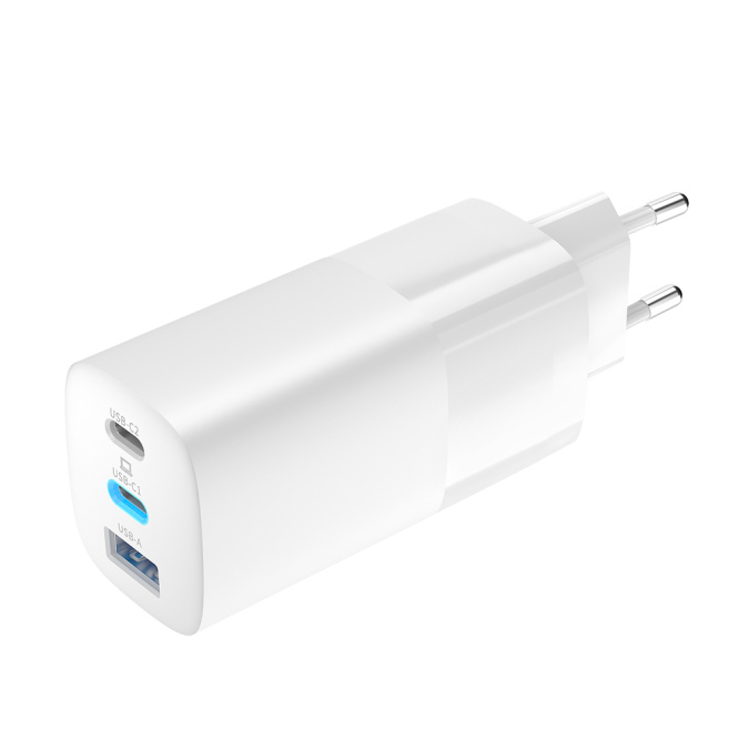 картинка Зарядное устройство сетевое Olmio USB+Type-Cx2  QC 65W белый от интернет-магазина itsklad.kz