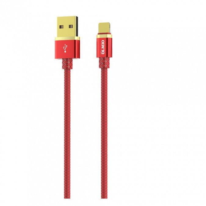 картинка Кабель OLMIO DELUXE, USB 2.0 - Type-C, 1м, 2.1A, красный от интернет-магазина itsklad.kz