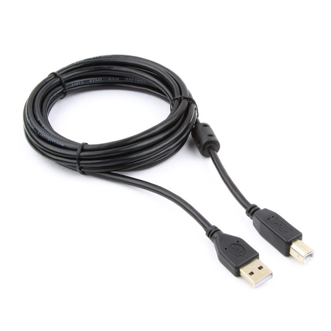 картинка Кабель USB 2.0 Pro Cablexpert CCF-USB2-AMBM-10, AM/BM, 3м, экран, феррит.кольцо, черный, пакет от интернет-магазина itsklad.kz