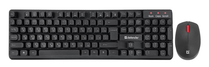картинка Комплект беспроводной клавиатура+мышь Defender Milan C-992 RU черный от интернет-магазина itsklad.kz