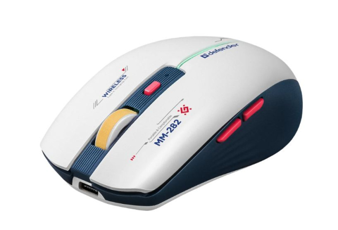 картинка Мышь игровая беспроводная Defender Dila MM-282 белый + синий от интернет-магазина itsklad.kz