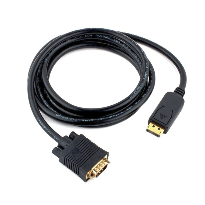 картинка Кабель DisplayPort->VGA Cablexpert CCP-DPM-VGAM-6, 1,8м, 20M/15M, черный, экран, пакет от интернет-магазина itsklad.kz
