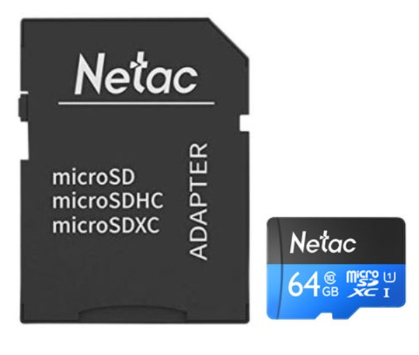 картинка Карта памяти MicroSD 64GB Class 10 U1 Netac P500 NT02P500STN-064G-R с адаптером SD от интернет-магазина itsklad.kz