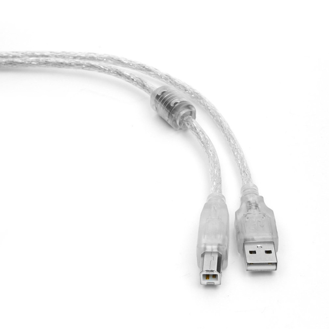 картинка Кабель USB 2.0 Pro Cablexpert CCF-USB2-AMBM-TR-15, AM/BM, 4,5м, экран, феррит.кольцо, прозрачный, па от интернет-магазина itsklad.kz