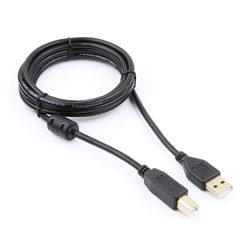 картинка Кабель USB 2.0 Pro Cablexpert CCF-USB2-AMBM-6, AM/BM, 1.8м, экран, феррит.кольцо, черный, пакет от интернет-магазина itsklad.kz