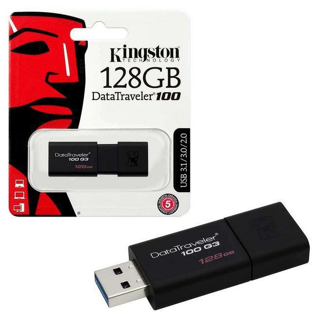 картинка USB Флеш 128GB 3.0 Kingston DT100G3/128GB черный от интернет-магазина itsklad.kz