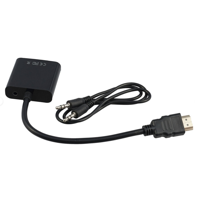 картинка Кабель HDMI -> VGA Cablexpert A-HDMI-VGA-03, 19M/15F, длина 15см, аудиовыход Jack3.5 от интернет-магазина itsklad.kz