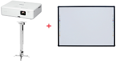 Проектор Epson CO-WX02 + Крепление для проектора Mr.Pixel PRB-2 + Интерактивная доска Mr.Pixel S82