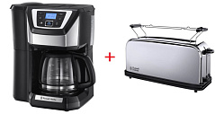 Кофеварка капельная Russell Hobbs 22000-56 металл + Тостер 23510-56