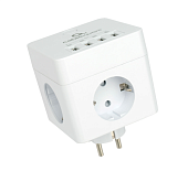 Сетевой фильтр Cablexpert Cube CUBE-4-U4-W, 4 р, 16А, 4хUSB, ур.защиты 2+, коробка белый