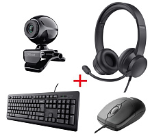 Веб-камера Trust Exis Webcam + Наушники Ayda 3.5 + Клавиатура Primo 23880 + Мышь Basi