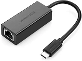 Конвертер Ugreen USB 3.1м Type C на LAN RJ-45 черный