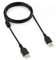 Кабель удлинитель USB2.0 Pro Cablexpert CCF-USB2-AMAF-6, AM/AF, 1.8м, экран, феррит.кольцо, черный