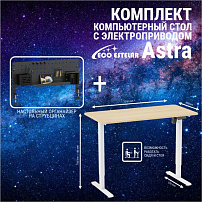 Стол регулируемый Eco Estelar Astra белый + Органайзер настольный Eco Estelar Glory черный