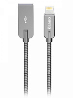 Кабель Olmio Steely, USB 2.0 - lightning, 1.2м, 2.1A, серый