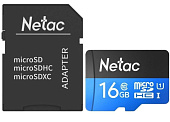 Карта памяти MicroSD 16GB Class 10 U1 Netac P500 NT02P500STN-016G-R с адаптером SD