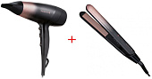 Фен Remington D5305 чёрный + Выпрямитель S5305 черный
