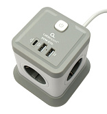 Сетевой фильтр Cablexpert Tower, TWR-4-CU2-W-2, 4р, 10А, 1xType-C PD, 20Вт, 2хUSB, 2м, защ. 2+ белый