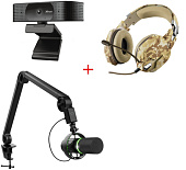 Веб-камера Trust TEZA 4K 24280 + Наушники GXT 322D + Студийный микрофон GXT 255+ ONYX 24354