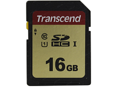 Карта памяти SD 16GB Class 10 V30 U1 Transcend TS16GSDC500S