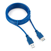 Кабель-удлинитель USB3.0 Cablexpert CCP-USB3-AMAF-10, AM/AF, медь, двойн.экран, Pro, 3м, синий