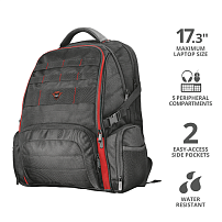 Рюкзак Trust GXT 1250 Hunter Gaming 17,3" черно-красный