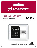 Карта памяти MicroSD 512GB Class 10 U3 A1 Transcend TS512GUSD300S-A