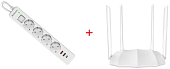 Wi-Fi Маршрутизатор Tenda AC5 AC1200 Dual-Band Wi-Fi 5 Белый + Сетевой фильтр Defender DFS 143