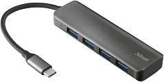 Разветвитель Trust Halyx 4 in 1 USB-C 3.2 серый