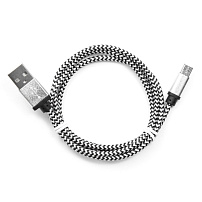 Кабель USB 2.0 Cablexpert CC-mUSB2sr1m, USB-MicroUSB, 1м, нейлоновая оплетка, алюм разъемы, серебри