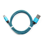 Кабель USB 2.0 Cablexpert CC-mUSB2bl1m, USB-MicroUSB, 1м, нейлоновая оплетка, алюм разъемы, синий